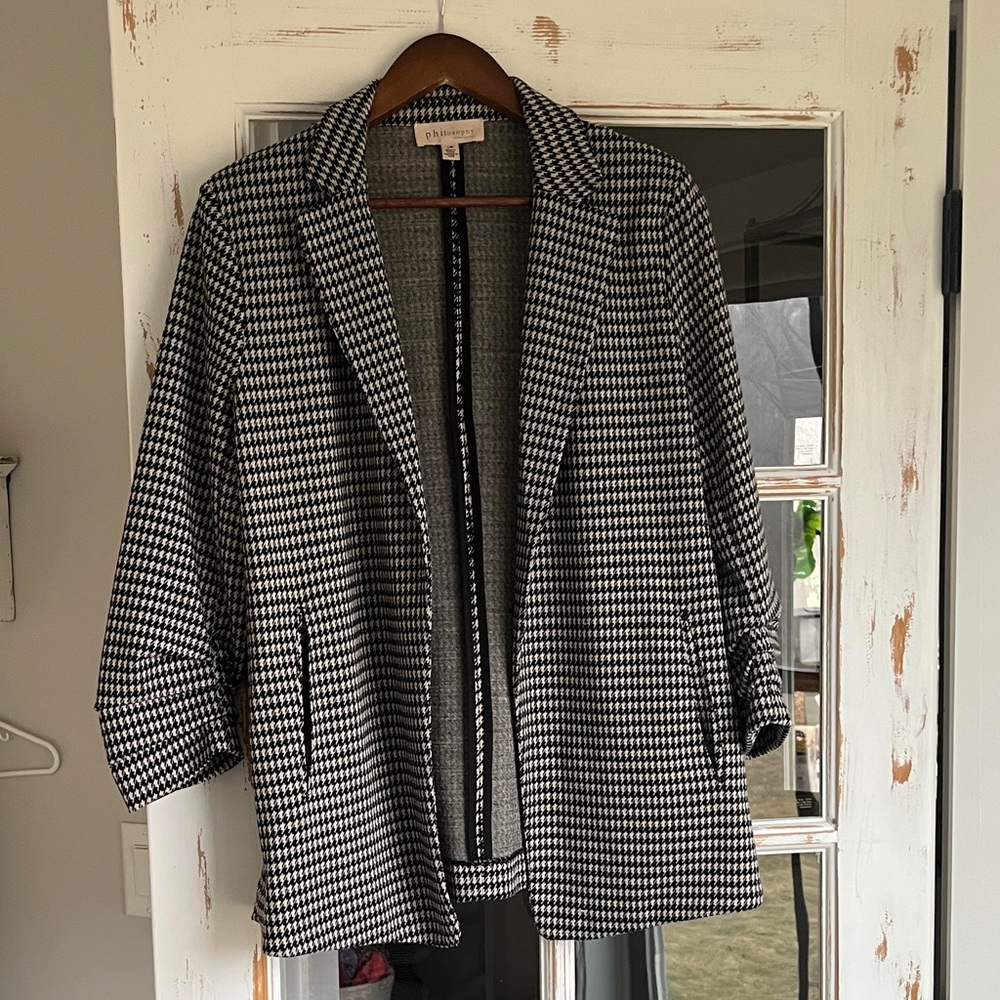 Philosophy Black and White Houndstooth Blazer